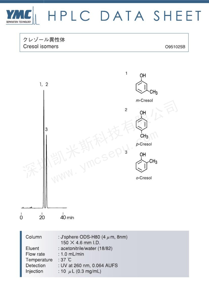 液相色譜法檢測(cè)甲酚異構(gòu)體 液相色譜法檢測(cè)甲酚異構(gòu)體